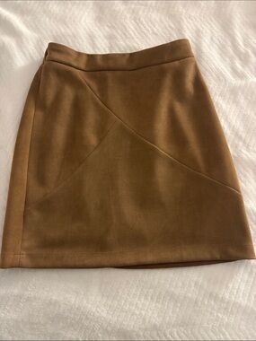 Simple Brown Suede-Look Mini Skirt